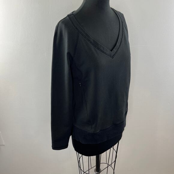 LULULEMON Black After Asana Long Sleeve V-Neck Pullover Sweatshirt w/ Pockets - Picture 5 of 8